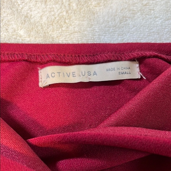 🍷 Active USA Burgundy Romper Spaghetti Straps Wrap Skirt Overlay V Neck Mini - Picture 4 of 6